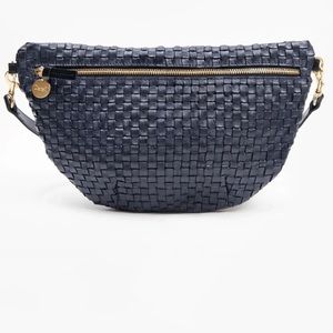 Clare V Navy Woven Leather Bag